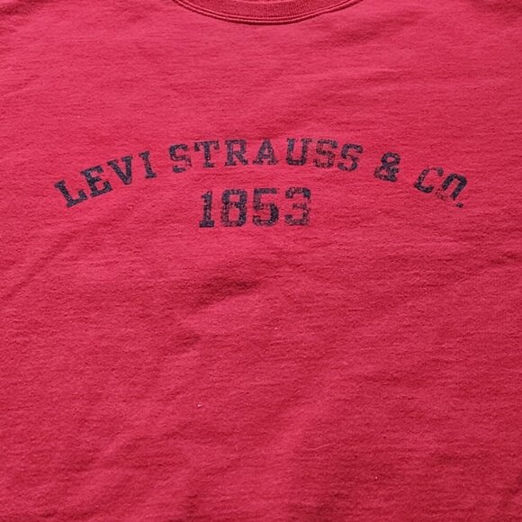 Levis Sweatshirt Men L Red Levi Staruss & Co Crewneck Print LS Fleece Preppy VTG - Picture 11 of 15